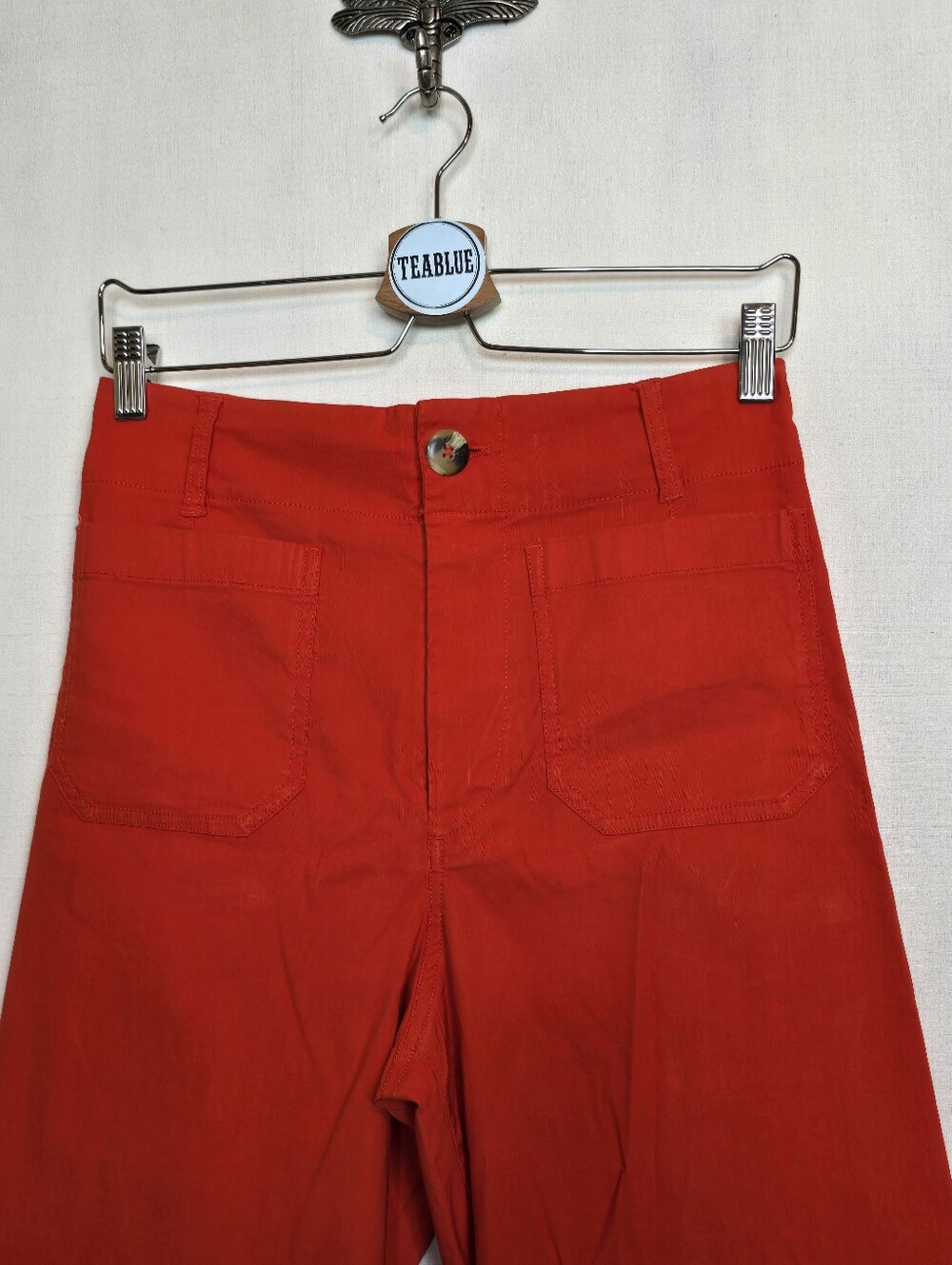Anthropologie Maeve The Colette Wide Leg Pants Orange 27 Magic Fabric Crop - Picture 9 of 14